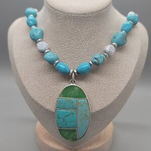 Liz Claiborne Faux Turquoise Pendant Necklace